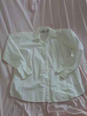 Cotton Ginny White 100% Cotton Long Sleeve Button Up Shirt Size Small